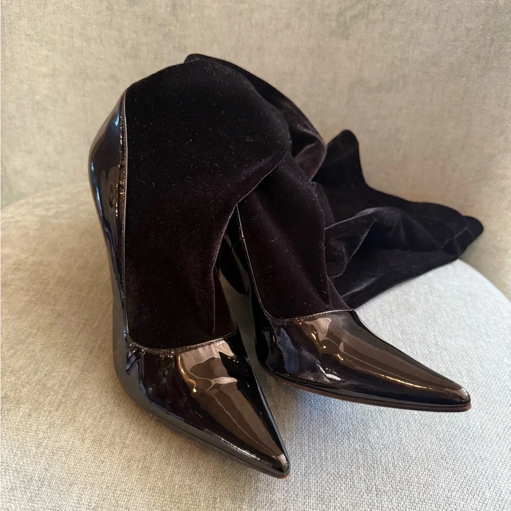 Balenciaga Velvet Thigh High Boots 37 Black - Picture 3 of 17